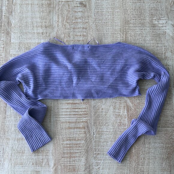 Urban Outfitters Purple Ribbed Cardigan Cropped Sweater Long Sleeves Size M NWT - Picture 7 of 7